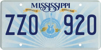 MS license plate ZZO920