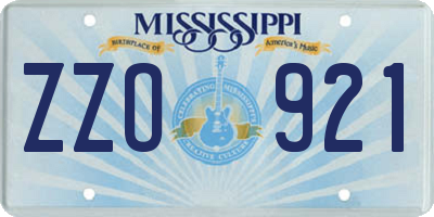 MS license plate ZZO921