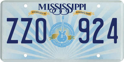 MS license plate ZZO924