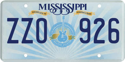 MS license plate ZZO926