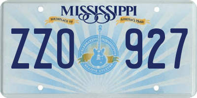 MS license plate ZZO927