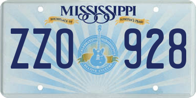 MS license plate ZZO928