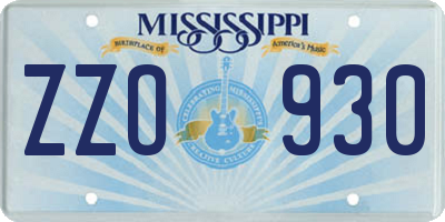 MS license plate ZZO930