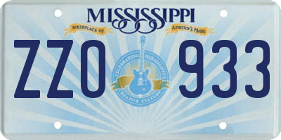 MS license plate ZZO933