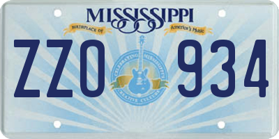 MS license plate ZZO934