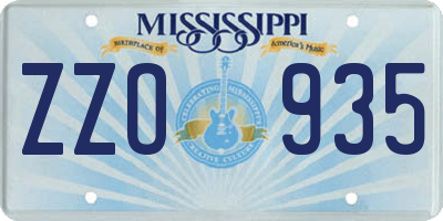 MS license plate ZZO935