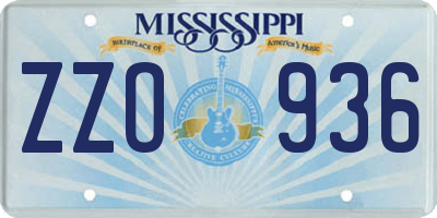 MS license plate ZZO936