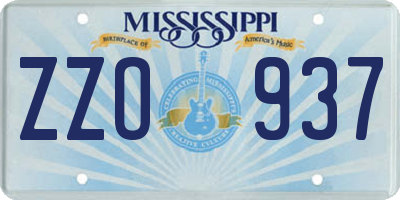 MS license plate ZZO937