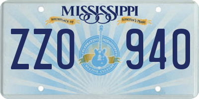 MS license plate ZZO940