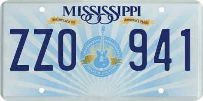 MS license plate ZZO941