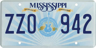 MS license plate ZZO942