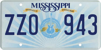 MS license plate ZZO943