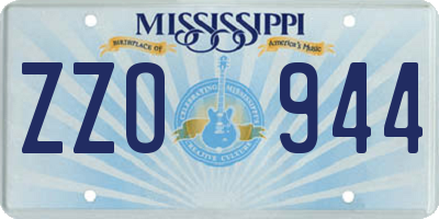 MS license plate ZZO944