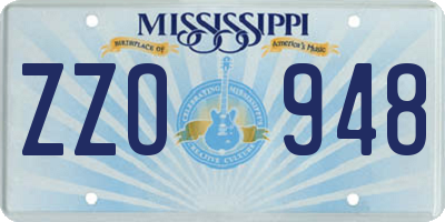 MS license plate ZZO948