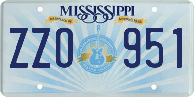 MS license plate ZZO951