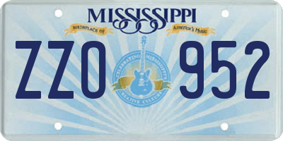 MS license plate ZZO952