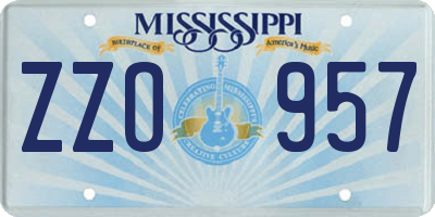 MS license plate ZZO957