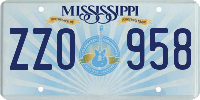 MS license plate ZZO958