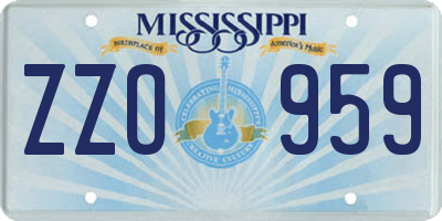 MS license plate ZZO959