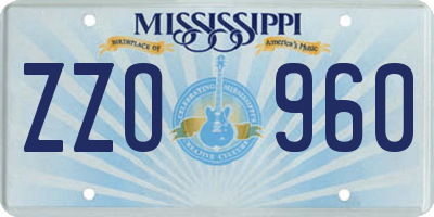 MS license plate ZZO960