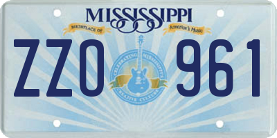 MS license plate ZZO961