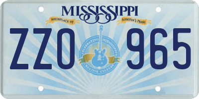 MS license plate ZZO965