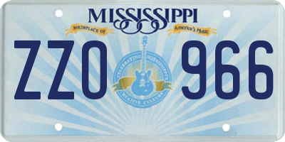 MS license plate ZZO966