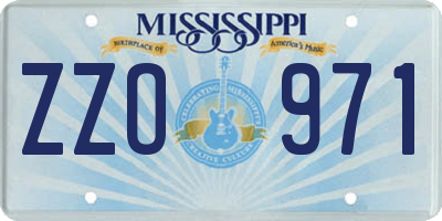 MS license plate ZZO971