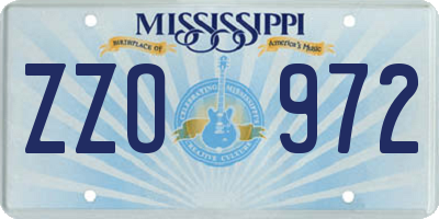 MS license plate ZZO972