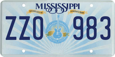 MS license plate ZZO983