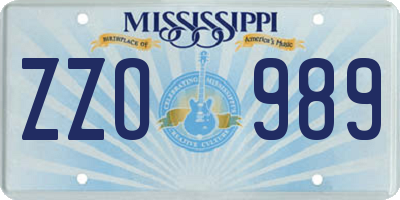 MS license plate ZZO989