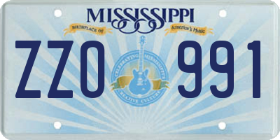 MS license plate ZZO991