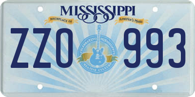 MS license plate ZZO993