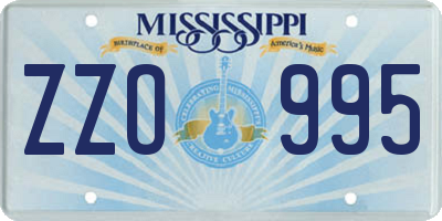 MS license plate ZZO995