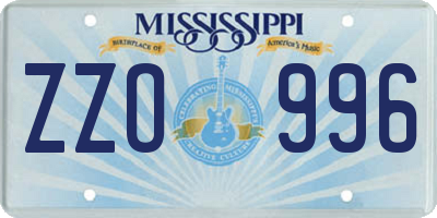 MS license plate ZZO996