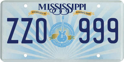 MS license plate ZZO999