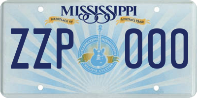 MS license plate ZZP000