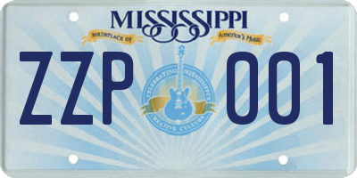 MS license plate ZZP001