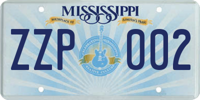 MS license plate ZZP002