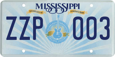 MS license plate ZZP003