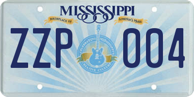 MS license plate ZZP004