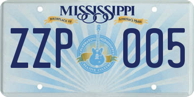 MS license plate ZZP005