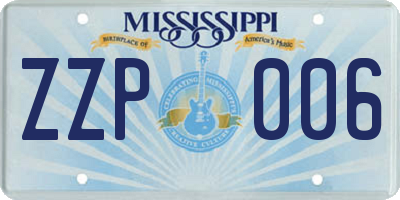 MS license plate ZZP006