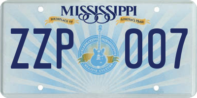 MS license plate ZZP007