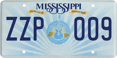 MS license plate ZZP009