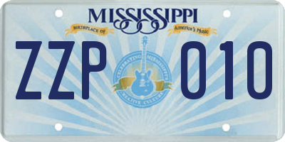 MS license plate ZZP010