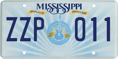 MS license plate ZZP011