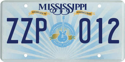 MS license plate ZZP012