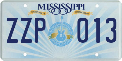 MS license plate ZZP013