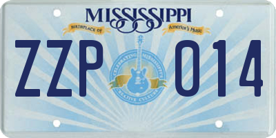 MS license plate ZZP014